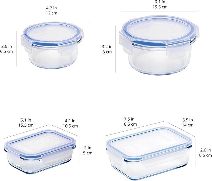 Box with Amazon Basics Leak-Proof Glass Locking Lids Food Storage Containers 4 Pcs