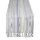 DII Farmhouse Braided Stripe Table Runner Collection, 15x108 (15x113, Fringe Included), Cool Gray