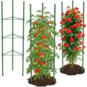 MYMULIKE 3 Pack Extra Larger Tomato Cages, 51in*17in Adjustable Tomatoes Plant Stakes Support Cages Trellis for Garden, Garden Trellis for Vegetable Flowers Fruits Climbing Plants