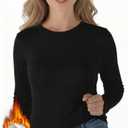 Womens Long Sleeve Thermal Shirts, 2025 Fall Winter Crew Neck Shirt for Women, Stretch Basic Tight Long Sleeve Underwear Tops (Black, S)