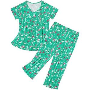 Century Star Women Summer Pajamas Soft Sleepwear Top with Capri Pants Ladies Short Sleeve Cotton Pajamas Sets, S