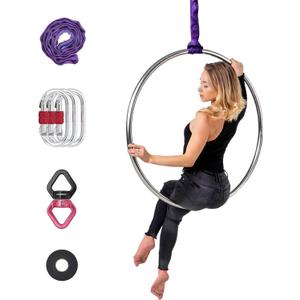 Aerial Lyra Hoop Set,SGS Certified Aerial Ring W/Hardware for Home, Hoop Dia:100cm-Tube Dia:25mm