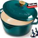 Mueller DuraCast 6 Quart Enameled Cast Iron Dutch Oven Pot with Lid
Sourdough Bread Baking, PFOA-Free, 500°F Oven Safe - All Cooktops incl. Induction, Braising & Slow Cooking, Emerald
