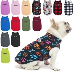 BEAUTYZOO Small Dog Sweater Fleece Vest Winter Jacket, D-Ring Leash Attachment for XS S Puppy Medium Sized Breeds Dogs, Cold Weather Dog Clothes Windproof Keep Warm, Bones Paw Pattern S