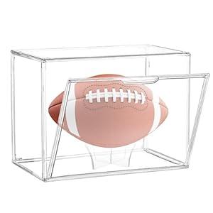Football Display Case, Acrylic Football Display Case, Football Holder Case with UV Protection, Professional Grade Stackable Football Display Box Full Size (1PC) 