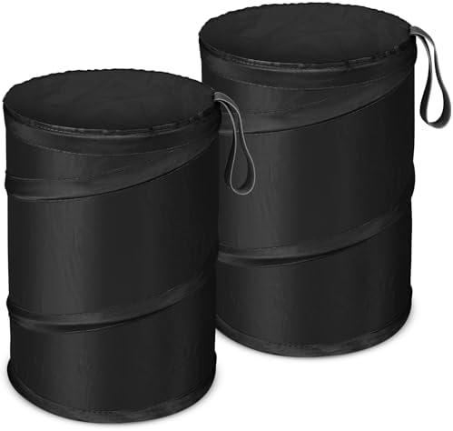 Kincown Car Trash Bin, 2 Packs Pop-up Car Trash Can, Medium-Sized Collapsible Garbage Can with Elastic Band Hanging, Double-Layer Washable Vehicle Trash Can, Velcro Waste Basket Bin, 2.6 Gallons