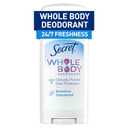 Secret Whole Body Deodorant Stick for Women, Naturally Derived Ingredients, Unscented, Aluminum Free Deoderant Stick, 72 HR Odor Protection, 2.4 oz (2.4 Ounce (Pack of 1))