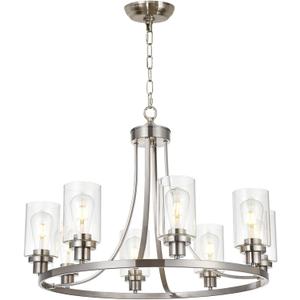 MELUCEE Modern Chandelier Brushed Nickel Finish 8 Lights, Dining Room Lighting Fixtures Hanging Industrial Pendant Lighting for Kitchen Island Foyer Restaurant MELUCEE Modern Chandelier Brushed Nickel Finish 8 Lights, Dining Room Lighting Fixtures Hanging Industrial Pendant Lighting for Kitchen Island Foyer Restaurant