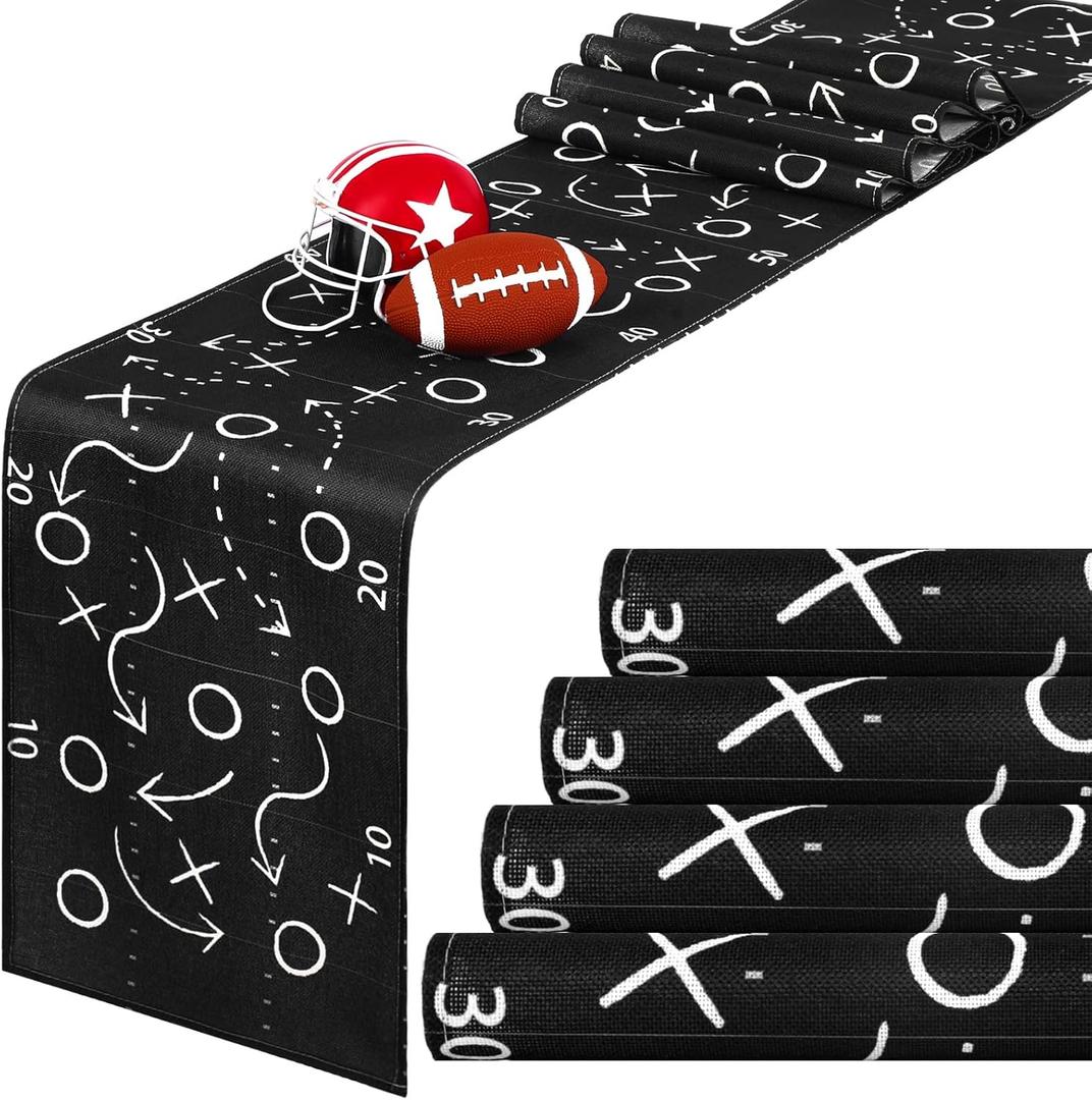 Sliner 2 Pcs Footballs Party Decorations Football Court Table Runner Touchdown Sport Party Kitchen Dining Table Runner for Footballs Themed Sport Game Day Decor 13 x 71 Inch