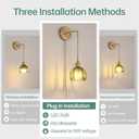 Vintage Wall Sconce Wall Lamp with Green Tulip Glass Shade Hanging Wall Sconce with 4.9FT Plug In Cord, Modern Wall Lamp Fixtures Decor for Bedside Bedroom Indoor Doorway