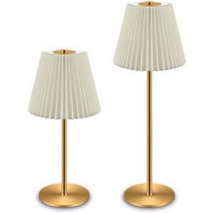1 Pack Cordless Table Lamps Rechargeable, 2 Adjustable Height Flaxen Fabric Pleated Lamp, 5200mAh Battery Operated, 3 Colors Smooth Dimming, Portable LED Table Lamp for Dining, Bedroom, Outdoor