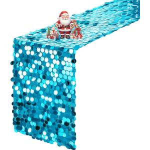VHH Sequin Table Runner 12 x 108 inches Turquoise Table Runner, Glitter Runner for Party Wedding Birthday, Party Spring Easter Rustic, Birthday Supplies Decorations (1 Pack)
