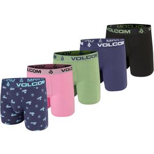 5 x Volcom Mens Boxer Briefs 5-Pack - Cotton Stretch Ultra Soft Fly-Front Boxer Brief Underwear (L, 36-38)