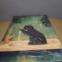 3Pcs Funny Black Cat Bathroom Canvas Wall Art Vintage Cat Wash its paws Reading Newspaper Posters Prints Modern Green bathroom Decor Pictures Painting for Bathroom Toilet Artwork Decorations, 24"L x 16"W Canvas