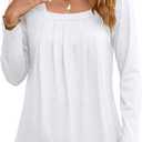 2 x Ladlop Summer Square Neck Tank Tops for Women Pleated Loose Fit Casual Sleeveless Tops Shirts Flowy (White, XXL)