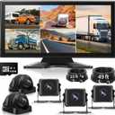 5 Channel Backup Camera System for Truck & RV  10.36 IPS Touch Screen Monitor with 5 1080P HD Cameras, Blind Spot Detection (BSD), IP69 Waterproof Dash Cam for Truck, Trailer, Van, Bus, 64GB SD Card