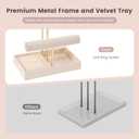 Lolalet Jewelry Holder Tree with Velvet Tray, 4 Tiers Necklace Display Stand Rack with Ring Slots Organizer for Earrings Bracelets Bangles Ring, Valentine's Day Gift -Beige