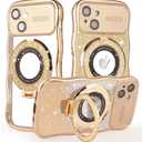 Alxjejo for Glitter iPhone 13 Case Love Heart with Stand Clear Camera Cover Sparkly Phone Case for iPhone 13 Luxury Soft TPU Bling Case for Women Gold