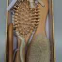 Baby Hair Brush and Comb Set for Newborn - Wooden with Soft Goat Bristle, Newborns Girl, Boy, Toddler Cradle Cap (Oval, Walnut)