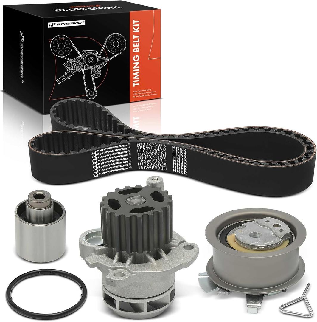 A-Premium Timing Belt Kit & Water Pump Compatible with Volkswagen Jetta 2004-2005 1.9L, Golf/Beetle 2004-2006 1.9L, Passat 2004-2005 2.0L, 4-PC Set