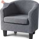 VANSOFY Club Chair Slipcover 2 Piece Stretch Barrel Chair Covers Jacquard Tub Chair Slipcovers Soft Armchair Sofa Cover Couch Furniture Protector1 Pack,Dark Gray