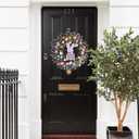 18 inch Easter Eggs Wreath for Front Door, Wall, Window, Fireplace, Artificial Easter Hanging Wreath with Plastic Foam Eggs, Grapevine, Plastic Berries, Multicolored