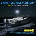 Obcursco Boat Stern Lights, Telescoping Pole 27"-48" LED Anchor Light with Base, 12V Adjustable 3NM 360 Navigation Lighting for Pontoon, Yacht, Bass, and Fishing Boats (27"-48", Silver)