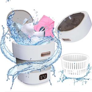 Portable Washing Machine, 15L Large Capacity New Upgraded Model, Mini Collapsible Washer with Dryer, Small Foldable Laundry Washer, Apartment, RV, Dorm, Camping, Baby Clothes, Underwear (Light Grey)