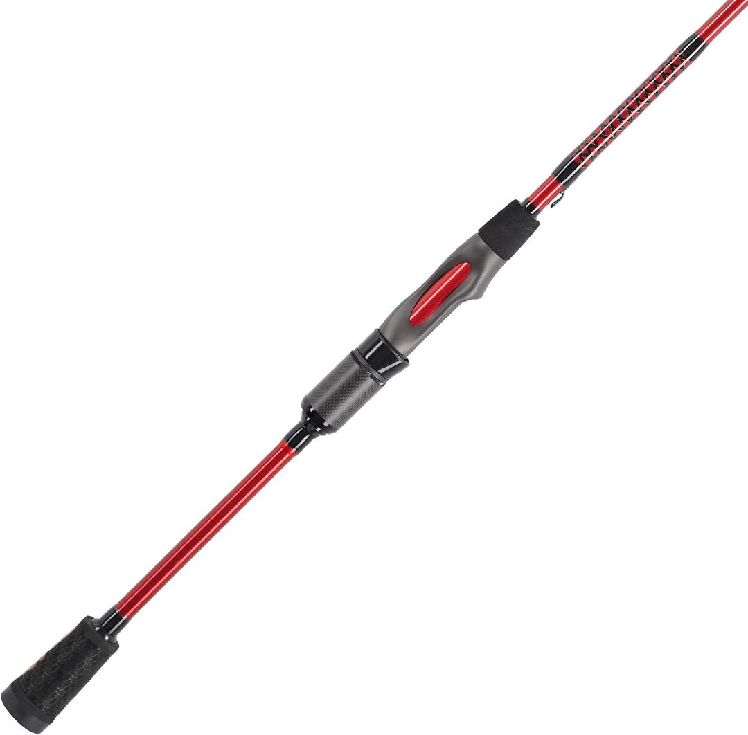 Ugly Stik 5’6” Carbon Spinning Rod, One-Piece, 4-8lb Line Rating, Light Power, Moderate Fast Action, 1/ 16-1/ 4 oz. Lure Rating, Red/ Black