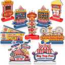 9pcs Carnival Circus Wooden Table Centerpieces Toppers Signs for Tables, Circus Carnival Theme Party Decorations for Birthday Baby Shower Party Favors Supplies
