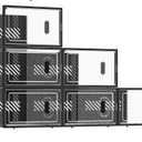 BALEINE 6 Pack Stackable Shoe Storage Boxes Fit Size 9, Thickened Clear Shoe Box Bins with Lids, Plastic Foldable Shoe Rack Organizer Sneaker Storage Containers (Large, Black)