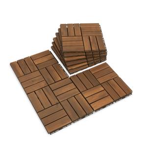 VICTORY RELAX Acacia Wood Flooring Interlocking Deck Tiles for Patio Decor 9 Pcs 12 Slats VR Natural - Waterproof Indoor & Outdoor Decor - Balcony Garden Decking Tile (12.24 * 12.24 * 0.75 inches)