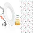 Ensenior 5/6 Inch 5CCT LED Can Lights 24 Pack, Retrofit Led Recessed Lighting, Baffle Trim, Dimmable, 9W=110W, 1000LM, 2700K/3000K/3500K/4000K/5000K Selectable, IC Rated - ETL & FCC