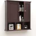 TaoHFE Brown Medicine Cabinets,Bathroom Wall Cabinet with 2 Door Adjustable Shelves,Over The Toilet Storage Cabinet,Espresso Bathroom Cabinet Wall Mounted for Laundry Room Kitchen, 20.1" X 5.1" X 22.8"