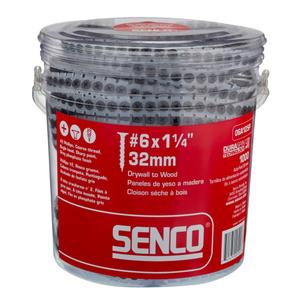 SENCO 06A125P DuraSpin No. 6 x 1-1/4-Inch Collated Screw, 1 1/4 Drywall to Wood Screws (1,000 Ct Tub)