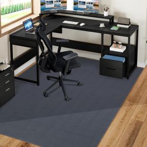 Chair Mat for Hard Floors, 63"x51" Large Chair Mat for Hardwood Floors, Fabric Desk Rug for Hard Surface, Area Rug for Living Romm, Non-Slip Protector Floor Mat for Home Office (Dark Grey)