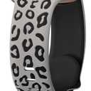CreateGreat Engraved Leopard Bands Compatible with Apple Watch Band 40mm 41mm 38mm 42mm 44mm 45mm 46mm 49mm Women, Silicone Cheetah Designer Strap for iWatch Series 10 9 8 7 6 5 4 3 2 SE Ultra (Grey & Black)