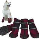 Dog Shoes for Large Dogs Winter Snow Dog Booties with Adjustable Straps Rugged Anti-Slip Sole Paw - Sports Running Hiking Pet Dog Boots Protectors Comfortable Fit for Medium Large Dog (XL, Red)