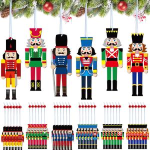 Maitys 36 Pieces Christmas Nutcrackers Decorations 3.5 Inches Hanging Ornament Holiday Decorations Wooden Figure Nutcracker Birthday Party Decor King Soldier Xmas Tree Decors for Party Supplies
