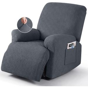 Timeles Recliner Covers Recliner Chair Covers Reclining Couch Covers Sofa Slipcovers Stretch Soft Washable (Single-Seater, Gray) (Grey)