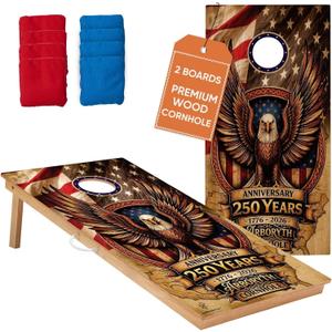Regulation Cornhole Board Set - Premium Solid Wood,8 Cornhole Bags