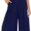 BTFBM Womens Casual Jumpsuits Dressy 2026 Spring One Piece Outfits Crew Neck Sleeveless Knit Wide Leg Pants Romper Beach (Blue, L)