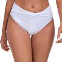 Ocean Blues Women's Twist Bikini Bottom Ruched Bathing Suit Bottom Mid Rise Swim Bottom (White)