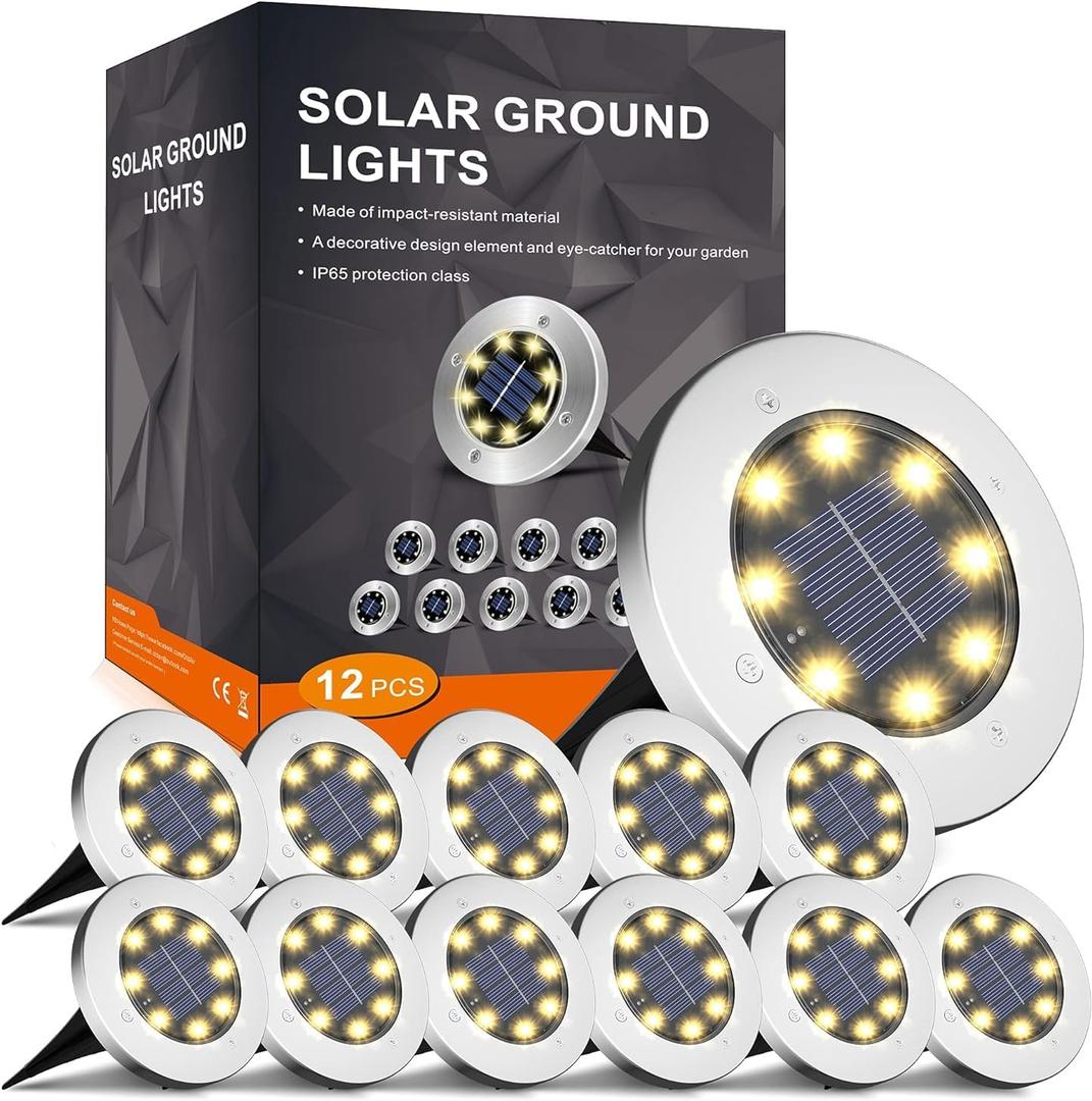 INCX Solar Lights Outdoor Waterproof,12 Pack Solar Lights for Outside, Solar Garden Lights Landscape Lighting for Patio Pathway Lawn Yard Deck Driveway Walkway, Warm White