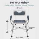 PELEGON Shower Chair for Elderly and Disabled (450lb) with Padded Armrests and Back, Adjustable Height Shower Seat, Heavy Duty Shower Chairs for Inside Shower, Handicap - Blue