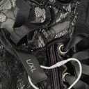 Women's Sexy Lace Lingerie Set with Garter Belt Bodysuit Teddy and Panty (Black)L-XL