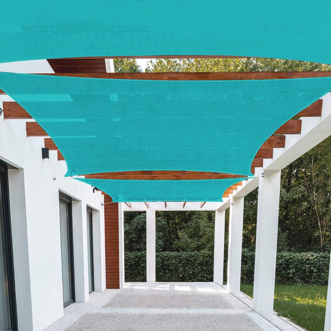 Patio Paradise 16' x 20' Sun Shade Sail Rectangle Canopy Patio Cover Sunlight Block Awning Heavy Duty Commercial Grade for Backyard Lawn Garden Outdoor Activities, Turquoise