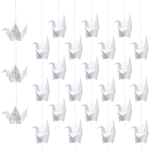 WANDIC Origami Paper Cranes, 10 Strings Handmade Folded Origami Paper Crane String Garland for Wedding Party Backdrop Home Decoration, White