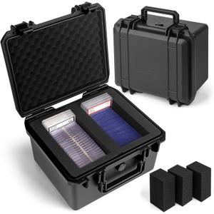 Graded Card Storage Box - Sports Trading Card Slab Case Compatible with PSA CSG SGC Magnetic Card Holder & Top Loaders, Waterproof Boxes - 2 Custom Graded Cards Case Compartments