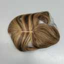 Flufymooz Real Human Hair Toppers for women, 10 Inch Clip in Bangs 100 Human Hair Toppers for Thinning Hair, Cover Hair Topper Hair Pieces with 150% Density Silk Base-Medium Brown with Blonde